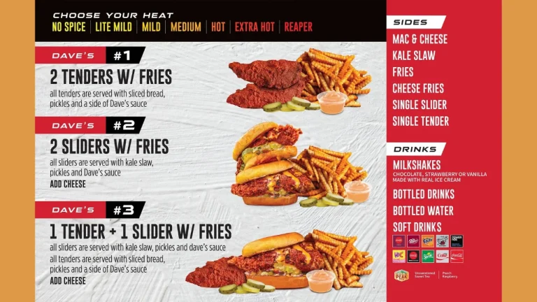 daves hot chicken menu