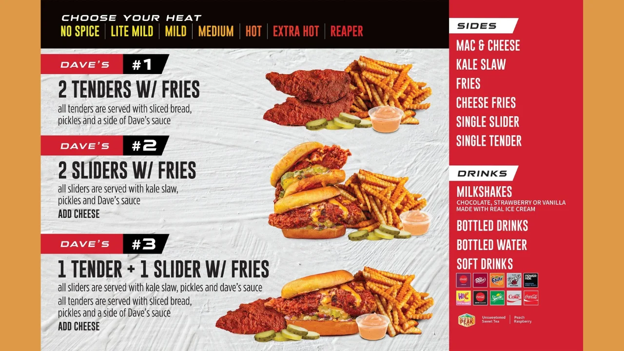 daves hot chicken menu