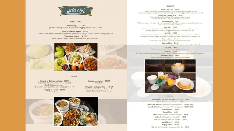 kanin club menu