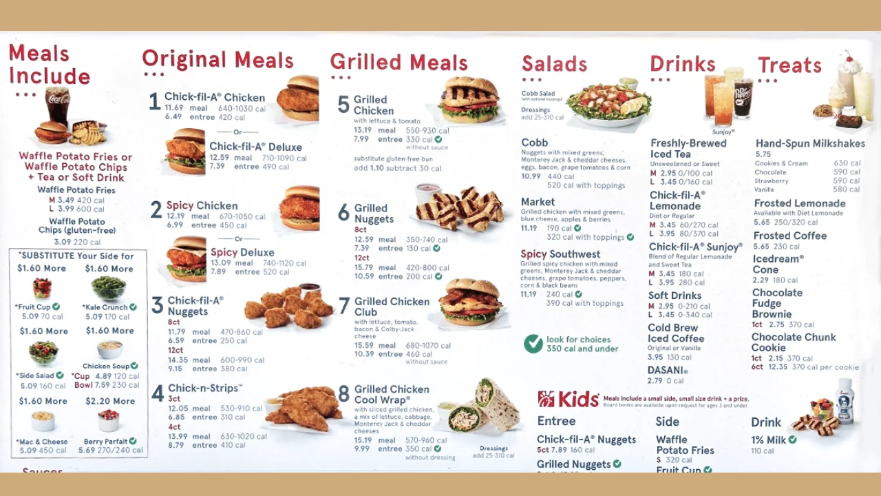 chick fil a menu
